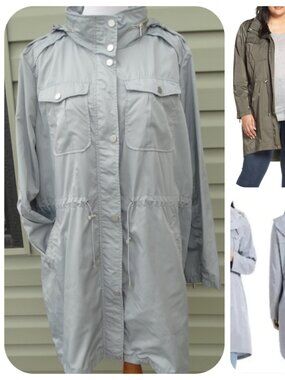 NWOT Badgley Mischka Dakota Water Repellent Rain Anorak Plus 2XL, Gray